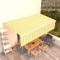 vidaXL Toldo retráctil manual con persiana amarillo y blanco 6x3 m vidaXL Toldo retráctil manual con persiana amarillo y blanco 6x3 m