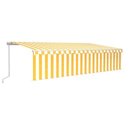vidaXL Toldo retráctil manual con persiana amarillo y blanco 6x3 m