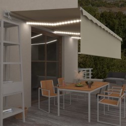 vidaXL Toldo automático con persiana LED sensor de viento crema 6x3 m 