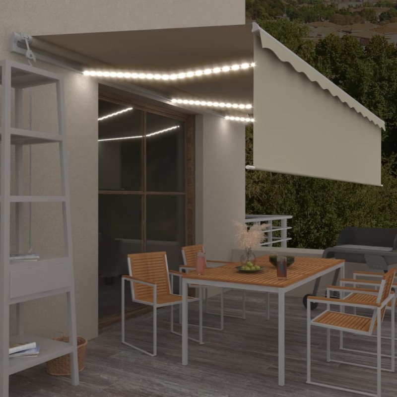 vidaXL Toldo automático con persiana LED sensor de viento crema 6x3 m vidaXL Toldo automático con persiana LED sensor de viento crema 6x3 m