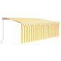 vidaXL Toldo retráctil manual con persiana amarillo y blanco 4,5x3 m