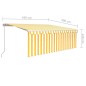 vidaXL Toldo retráctil manual con persiana amarillo y blanco 4,5x3 m