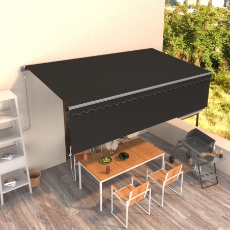 vidaXL Toldo retráctil automático con persiana gris antracita 5x3 m