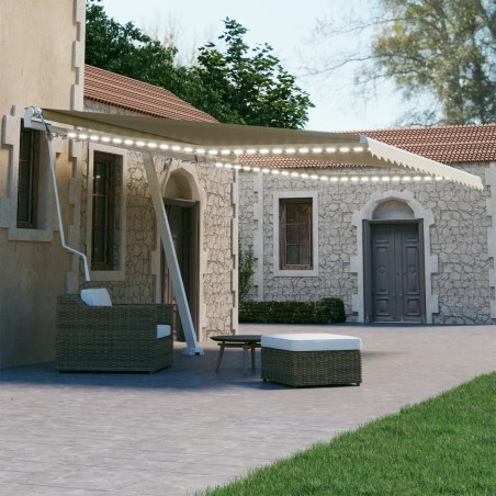 vidaXL Toldo automático con LED sensor de viento crema 400x300 cm