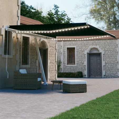 vidaXL Toldo retráctil manual con LED gris antracita 400x300 cm