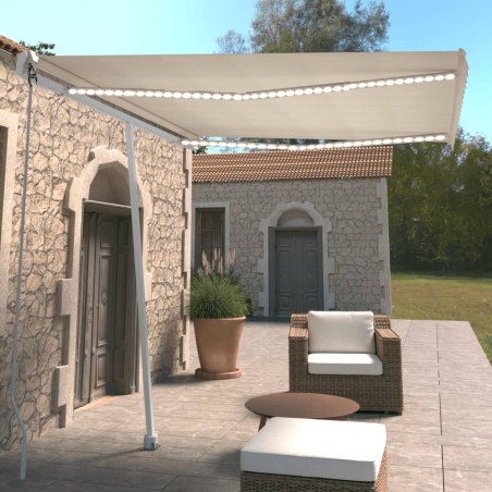 vidaXL Toldo automático con LED sensor de viento color crema 300x250cm
