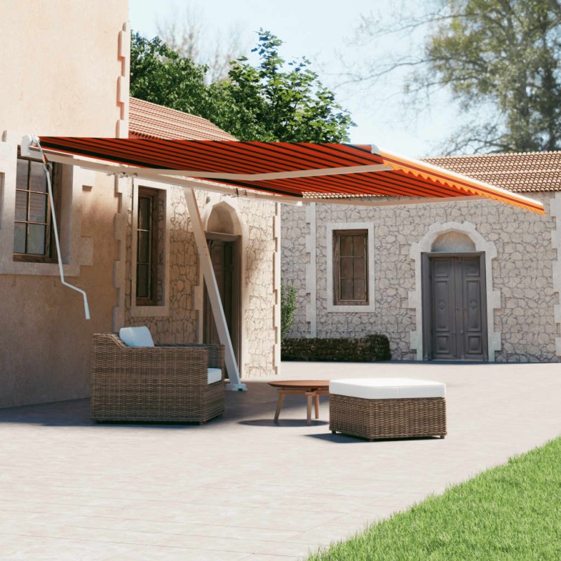 vidaXL Toldo de pie retráctil manual naranja y marrón 600x300 cm vidaXL Toldo de pie retráctil manual naranja y marrón 600x300 cm