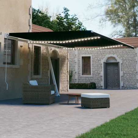 vidaXL Toldo automático LED sensor de viento gris antracita 600x300 cm