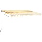 vidaXL Toldo automático LED sensor de viento amarillo blanco 400x300cm vidaXL Toldo automático LED sensor de viento amarillo blanco 400x300cm