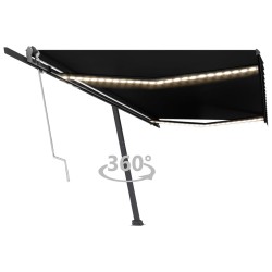 vidaXL Toldo automático LED sensor de viento gris antracita 500x350 cm