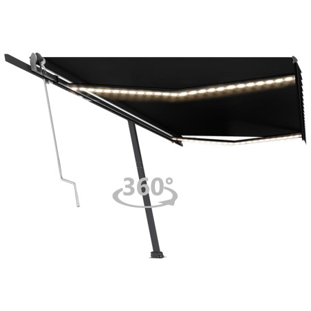 vidaXL Toldo automático LED sensor de viento gris antracita 500x350 cm