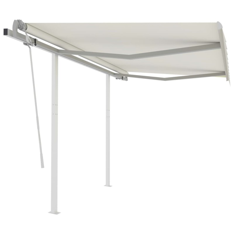 vidaXL Toldo manual retráctil con postes color crema 3x2,5 m vidaXL Toldo manual retráctil con postes color crema 3x2,5 m