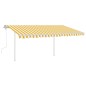 vidaXL Toldo manual retráctil con postes amarillo y blanco 4x3 m vidaXL Toldo manual retráctil con postes amarillo y blanco 4x3 m