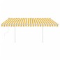 vidaXL Toldo manual retráctil con postes amarillo y blanco 4x3 m vidaXL Toldo manual retráctil con postes amarillo y blanco 4x3 m