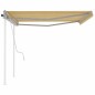 vidaXL Toldo manual retráctil con postes amarillo y blanco 4x3 m vidaXL Toldo manual retráctil con postes amarillo y blanco 4x3 m