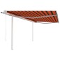 vidaXL Toldo retráctil automático con postes naranja y marrón 4x3 m vidaXL Toldo retráctil automático con postes naranja y marrón 4x3 m