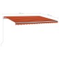 vidaXL Toldo retráctil automático con postes naranja y marrón 4x3 m vidaXL Toldo retráctil automático con postes naranja y marrón 4x3 m