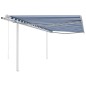 vidaXL Toldo retráctil automático con postes azul y blanco 4x3 m vidaXL Toldo retráctil automático con postes azul y blanco 4x3 m