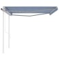 vidaXL Toldo retráctil automático con postes azul y blanco 4x3 m vidaXL Toldo retráctil automático con postes azul y blanco 4x3 m