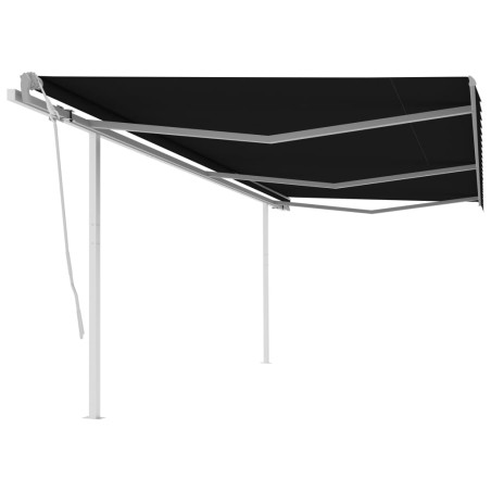 vidaXL Toldo retráctil manual con postes gris antracita 6x3 m