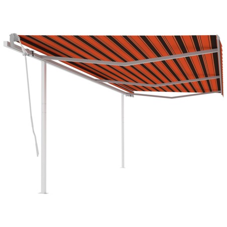vidaXL Toldo manual retráctil con postes naranja y marrón 6x3 m