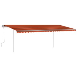 vidaXL Toldo manual retráctil con postes naranja y marrón 6x3 m
