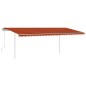 vidaXL Toldo manual retráctil con postes naranja y marrón 6x3 m vidaXL Toldo manual retráctil con postes naranja y marrón 6x3 m