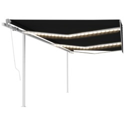 vidaXL Toldo automático LED sensor de viento gris antracita 6x3 m