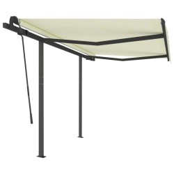 vidaXL Toldo automático retráctil con postes color crema 3x2,5 m