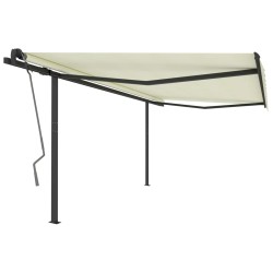 vidaXL Toldo automático retráctil con postes color crema 4x3 m