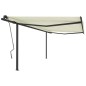vidaXL Toldo automático retráctil con postes color crema 4x3 m vidaXL Toldo automático retráctil con postes color crema 4x3 m