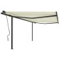 vidaXL Toldo automático retráctil con postes color crema 4x3 m vidaXL Toldo automático retráctil con postes color crema 4x3 m