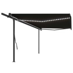 vidaXL Toldo automático con LED sensor de viento gris antracita 5x3,5m