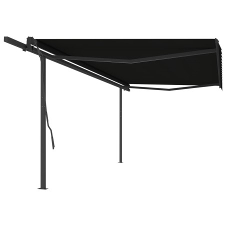 vidaXL Toldo retráctil automático con postes gris antracita 5x3,5 m