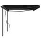vidaXL Toldo retráctil automático con postes gris antracita 5x3,5 m vidaXL Toldo retráctil automático con postes gris antracita 5x3,5 m