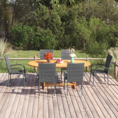 vidaXL Set de muebles de comedor de jardín 7 piezas ratán PE gris
