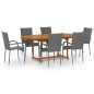 vidaXL Set de muebles de comedor de jardín 7 piezas ratán PE gris vidaXL Set de muebles de comedor de jardín 7 piezas ratán PE gris