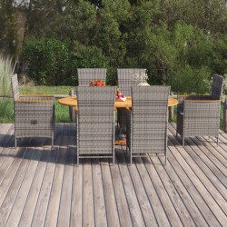 vidaXL Juego de comedor de jardín 7 piezas ratán sintético gris