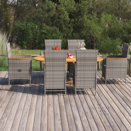 vidaXL Juego de comedor de jardín 7 piezas ratán sintético gris