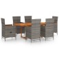 vidaXL Juego de comedor de jardín 7 piezas ratán sintético gris vidaXL Juego de comedor de jardín 7 piezas ratán sintético gris