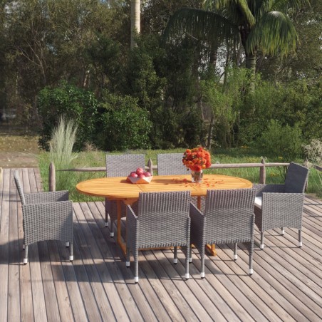 vidaXL Juego de comedor de jardín 7 piezas ratán sintético gris