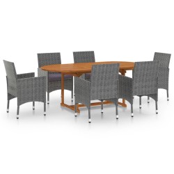 vidaXL Juego de comedor de jardín 7 piezas ratán sintético gris