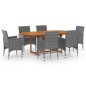 vidaXL Juego de comedor de jardín 7 piezas ratán sintético gris vidaXL Juego de comedor de jardín 7 piezas ratán sintético gris