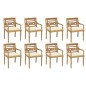 vidaXL Sillas Batavia 8 unidades madera maciza de teca con cojines vidaXL Sillas Batavia 8 unidades madera maciza de teca con cojines
