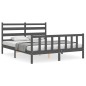 vidaXL Estructura de cama matrimonio con cabecero madera maciza gris vidaXL Estructura de cama matrimonio con cabecero madera maciza gris