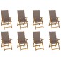 vidaXL Sillas de jardín plegables y cojines 8 uds madera maciza acacia vidaXL Sillas de jardín plegables y cojines 8 uds madera maciza acacia
