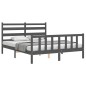 vidaXL Estructura de cama matrimonio con cabecero madera maciza gris vidaXL Estructura de cama matrimonio con cabecero madera maciza gris