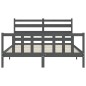 vidaXL Estructura de cama matrimonio con cabecero madera maciza gris vidaXL Estructura de cama matrimonio con cabecero madera maciza gris