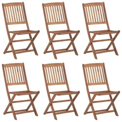 vidaXL Sillas de jardín plegables 6 uds y cojines madera maciza acacia
