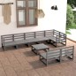 vidaXL Muebles de jardín 9 piezas gris madera de pino maciza vidaXL Muebles de jardín 9 piezas gris madera de pino maciza